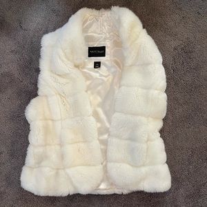 White Faux Fur Vest (White House Black Market)